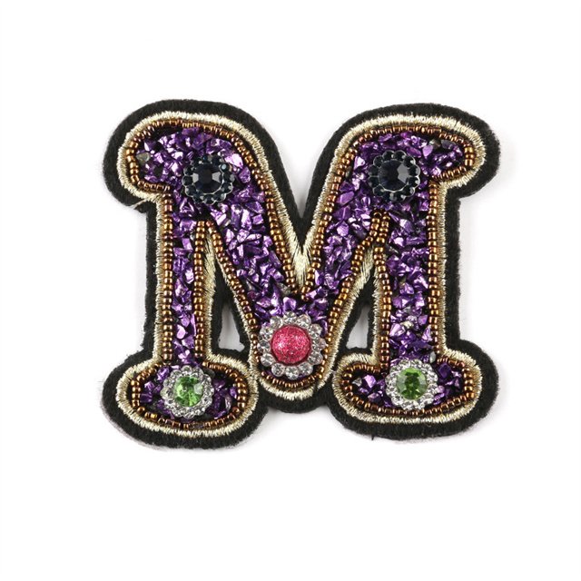New Style A-z English Alphabet Rhinestone Letter Beaded Custom Embroidery Iron On Patches For Clothes On Jeans Or Bags