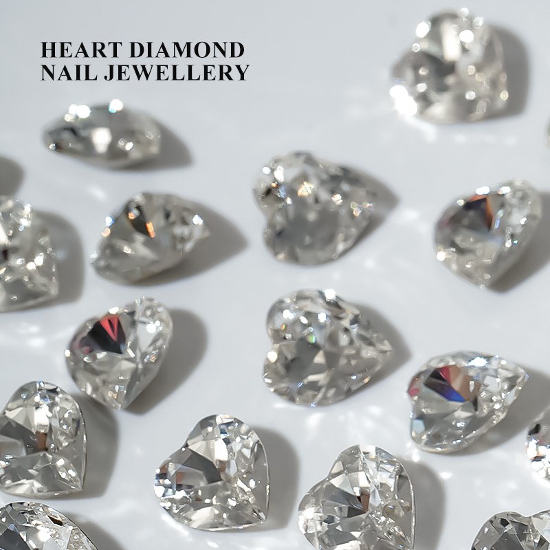 Bulk Wholesale Colorful K9 Heart Crystals Charms Rhinestone For Nails Heart Drill Super Flash Nail Ornament Tip Bottom