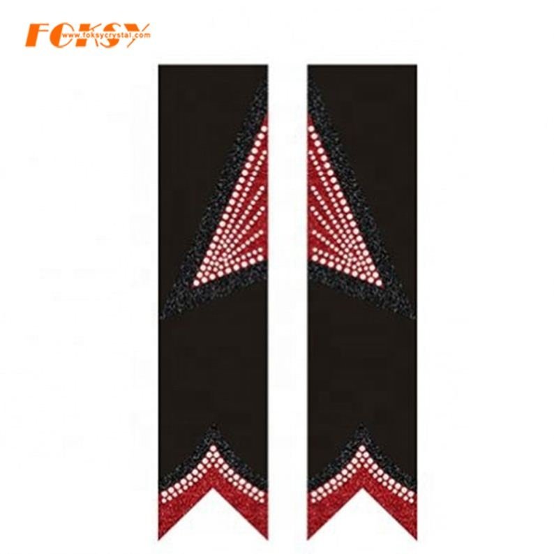 Bling Cheer bow strip Motif Hotfix glitter Rhinestone heat Transfer for accessories
