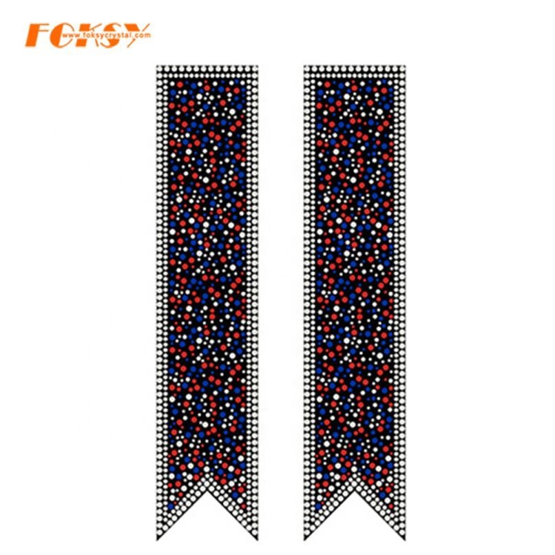 Bling Cheer bow strip Motif Hotfix glitter Rhinestone heat Transfer for accessories