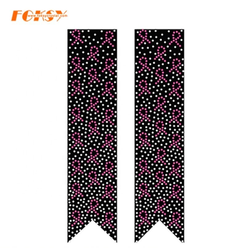Bling Cheer bow strip Motif Hotfix glitter Rhinestone heat Transfer for accessories
