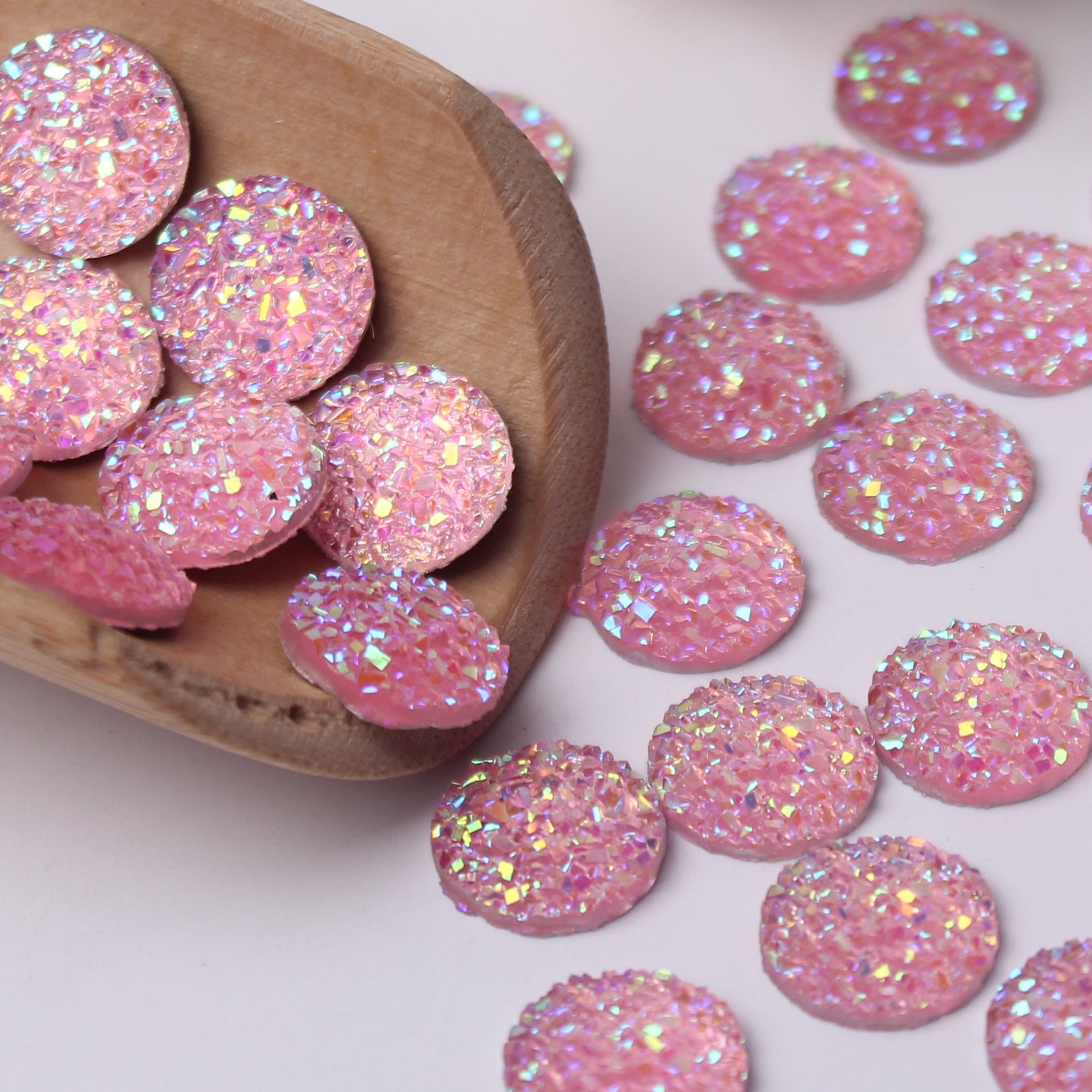 Mixed Color Ore Facets Round Rhinestones 12mm 40pcs Resin Material Flat Back For DIY Eco-friendly Decorations Accessories