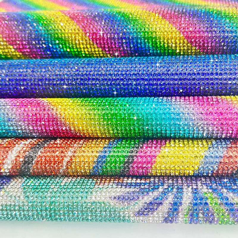 Bling Rainbow Rhinestone Sheet Self Adhesive Hotfix Rhinestone Sheet Hot Fix Glass Rhinestone Sticker Sheet
