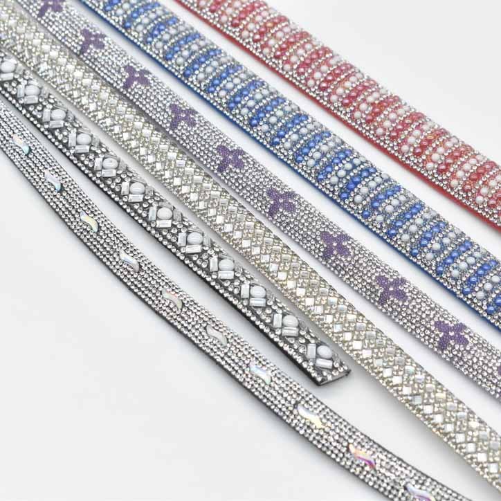 Custom Fashion Sandals Decoration Semi Round Crystal Strip Cord Rhinestone Rope For Shoes