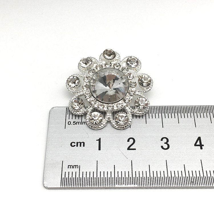 New Design Bling Metal Button for Wedding Dress flower decorative nickel-free rhinestone Jewelry metal button