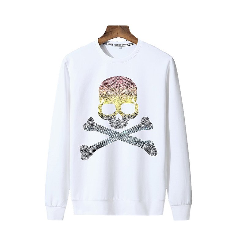 Free sample factory Large skull logo thermal transfer heat rhinestone design for hoodies