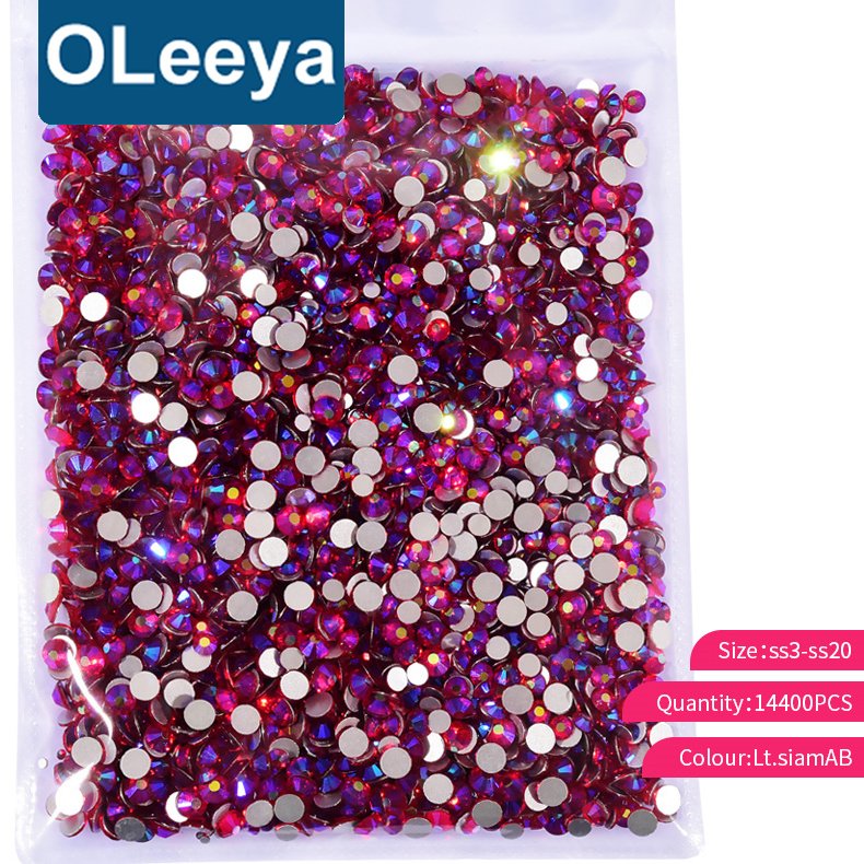 OLeeya Mix ss3-ss20 Big Package Bulk Wholesale Non Hot Fix Rhinestones Flat Back Crystal Strass Glitters Stone for Nail Garment