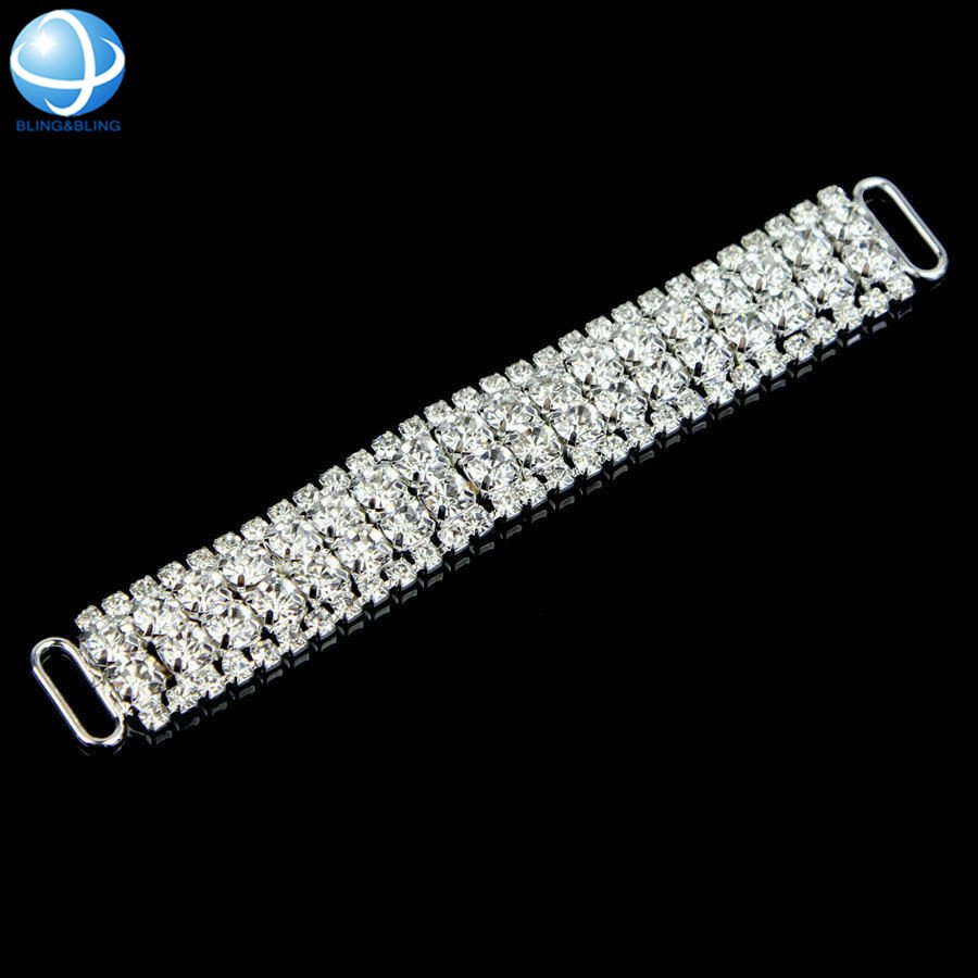 Eco Friendly Shiny Rhinestone Chain For Bodybuilding Competition Suit Silver Bikini Hip Connectors