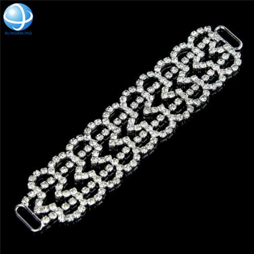 Eco Friendly Shiny Rhinestone Chain For Bodybuilding Competition Suit Silver Bikini Hip Connectors