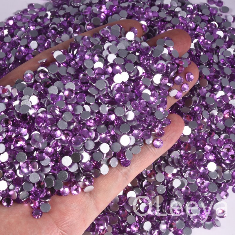 Oleeya Glass Crystal Rhinestones New Arrival SS6- SS20 High Quality Flat back Non Hotfix Gems For Blingcrocs Craft
