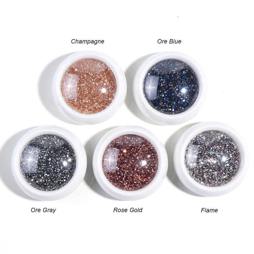 1.2mm Nail Rhinestones Crystal Zircon Glitter Mini Beads Nail Art Jewelry Decoration Rose Gold 3D Charms Gel Polish Gem