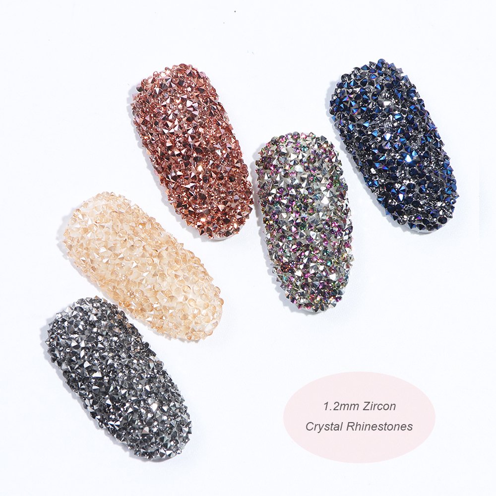1.2mm Nail Rhinestones Crystal Zircon Glitter Mini Beads Nail Art Jewelry Decoration Rose Gold 3D Charms Gel Polish Gem