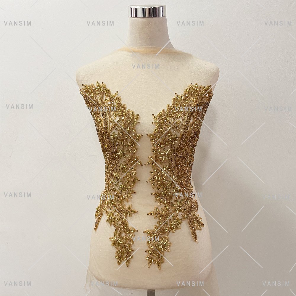 bling shiny rhinestone crystal bodice applique beaded stone patch front top for wedding bridal evening dress party dress