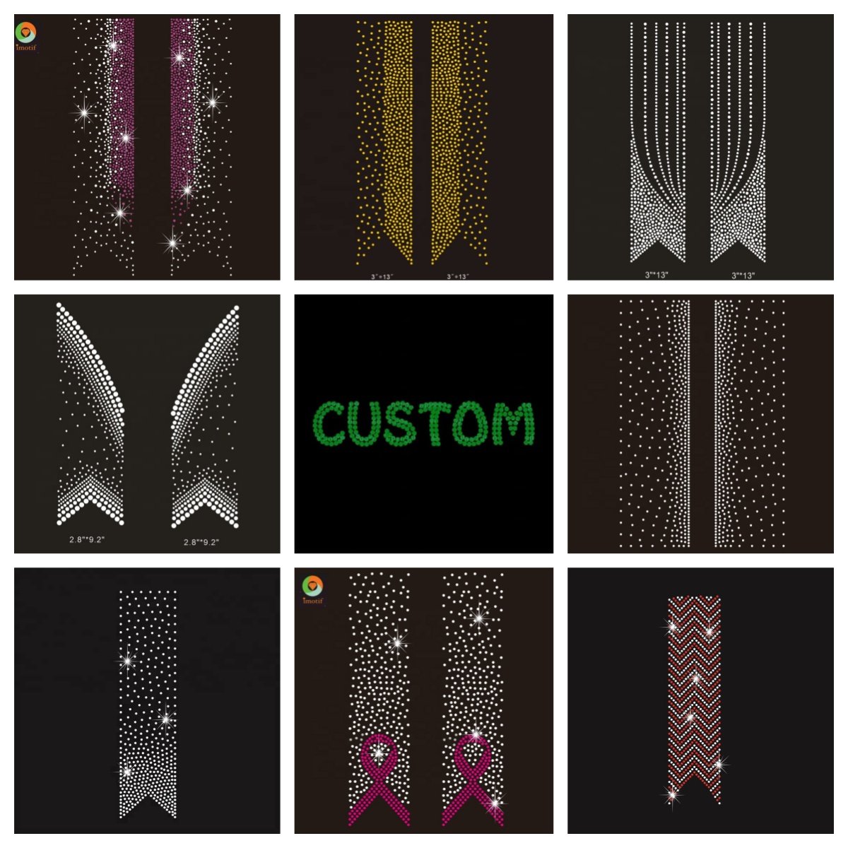 Custom Big Diamond Crystal AB Cheer Bow Strip yellow cheerleading hair bow Rhinestone Transfer Iron On Motif cheer bow Strip