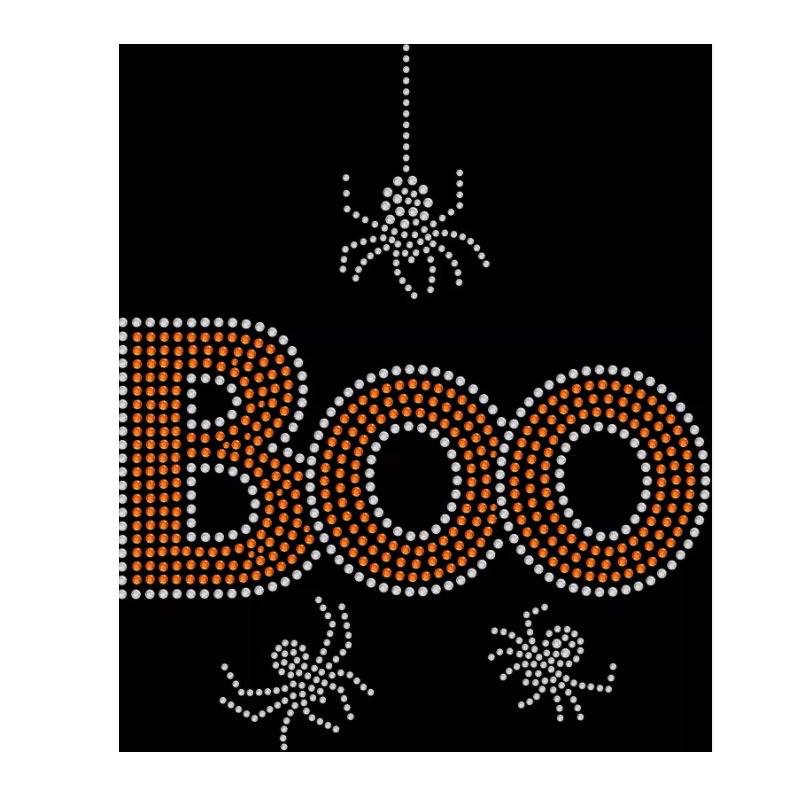 Rhinestone Hot Fix Iron On Patch Trick Or Treat Halloween Pumpkin Bling Transfer