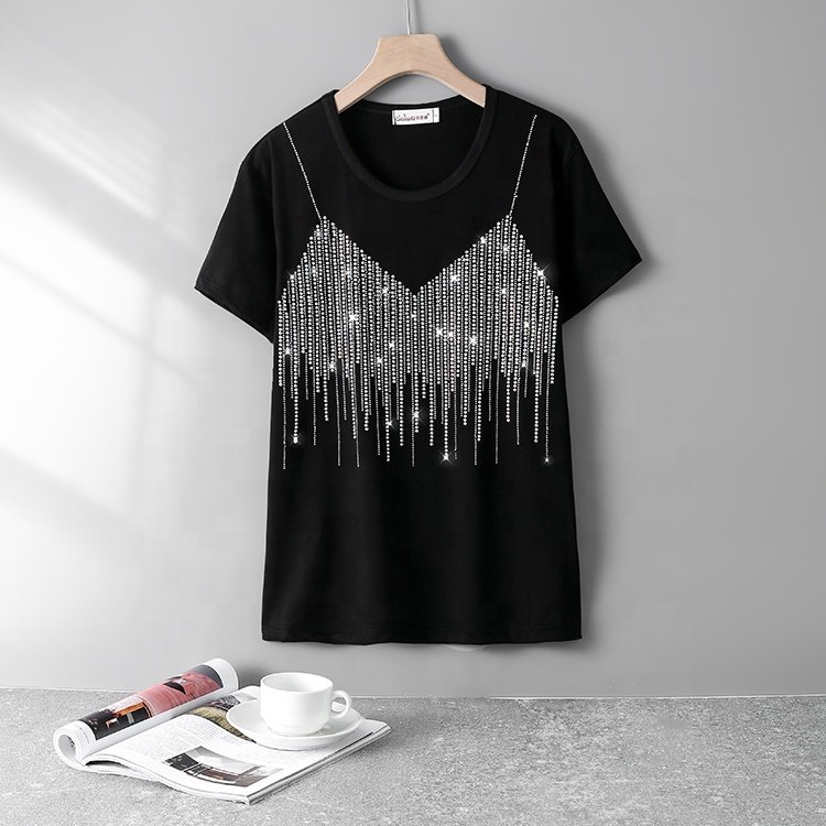Supplier High Quality Hot Fix Rhinestone Motifs Heat Transfer For T shirt Custom Hot Fix Pattern