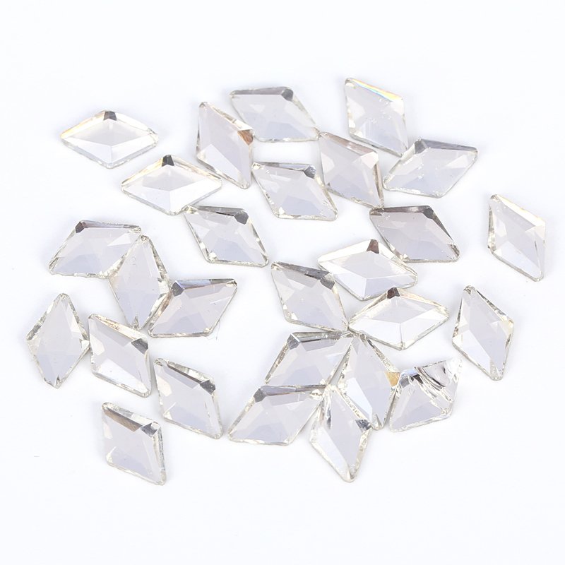 Wholesale nail glass Rhinestones Multi shape crystal charm white Flatback bottom diamond nail decoration