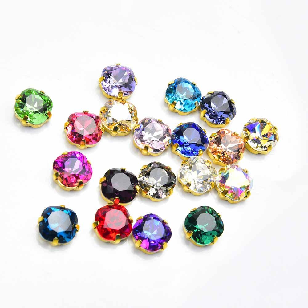 JFS031 Gem Flower High Quality Flatback D Claw Four Claw Sew On Glass Crystal Stone Rhinestones For Bags Garment