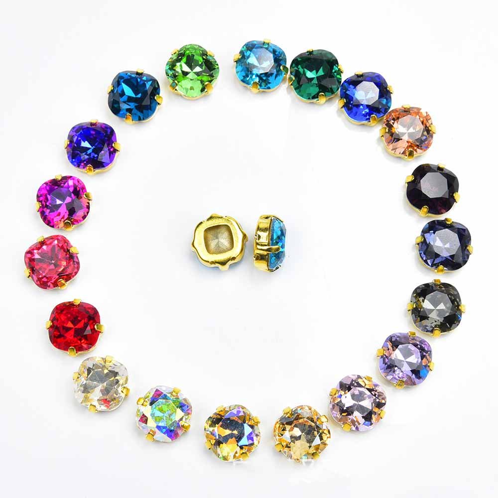 JFS031 Gem Flower High Quality Flatback D Claw Four Claw Sew On Glass Crystal Stone Rhinestones For Bags Garment