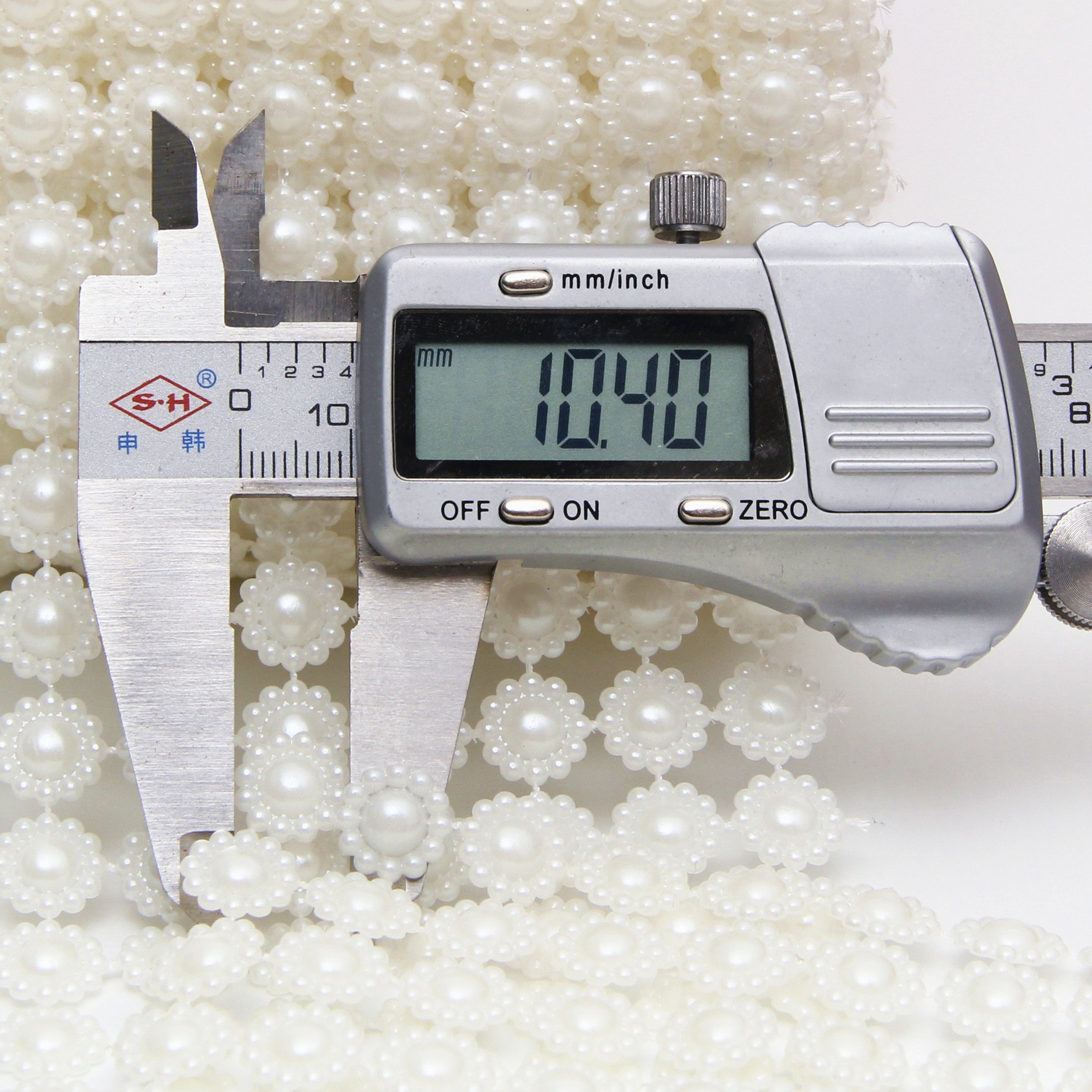 New 10 Rows Plastic Pearl Trim Mesh Rhinestone Ribbon For Wedding Home Textile Decoration Clothing Accessories