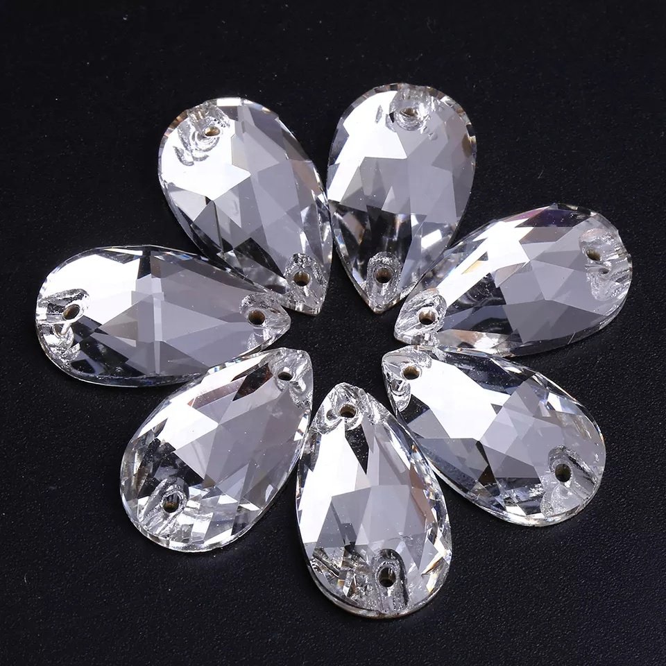 Hot Sell High Quality K9 Glass Crystal AB Glass Teardrop Sew On Rhinestones Flatback Sew On Stones for Gym Outfit