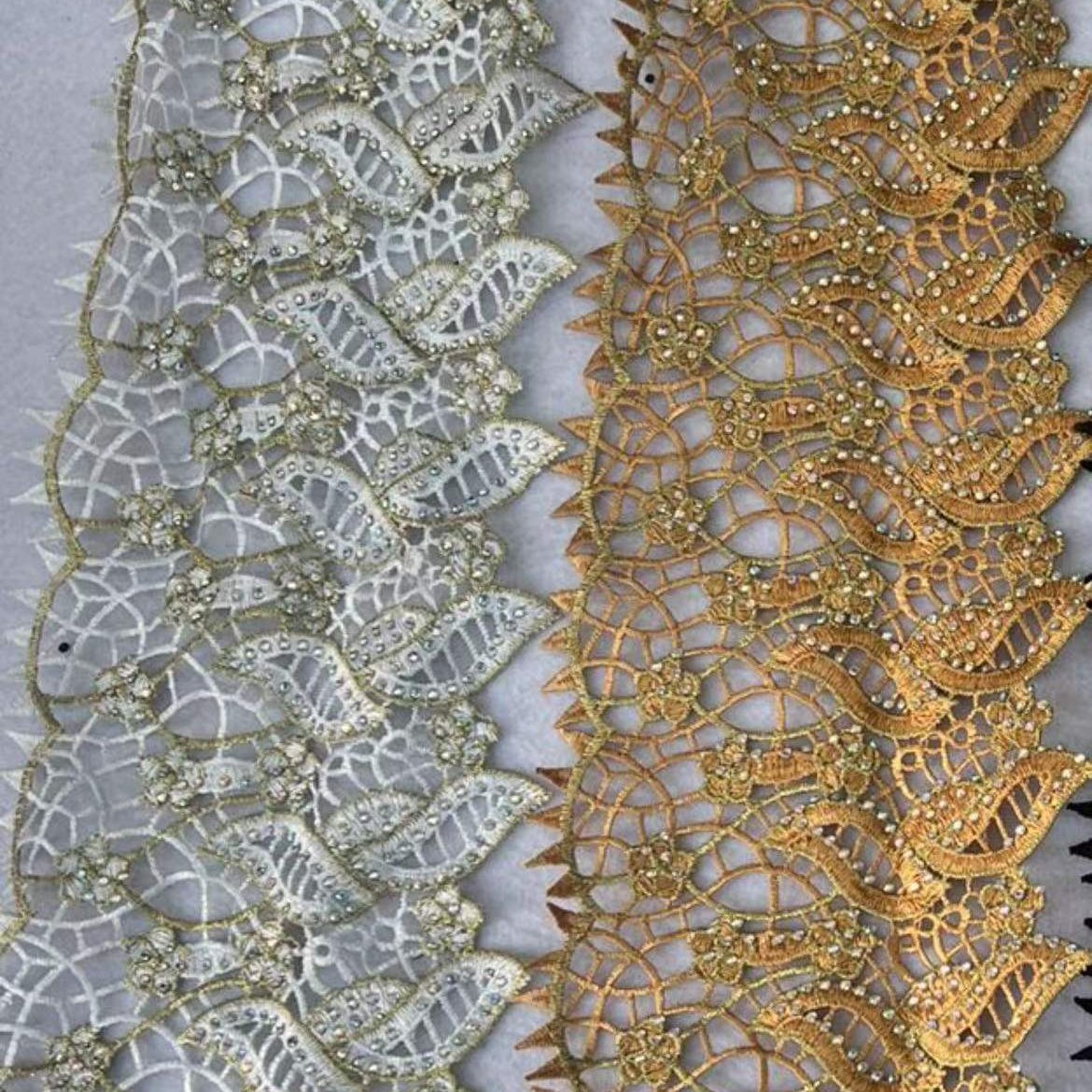 Wholesale Wide 13cm High Quantity Rhinestone Lace Trim For Wedding Dress Decoration