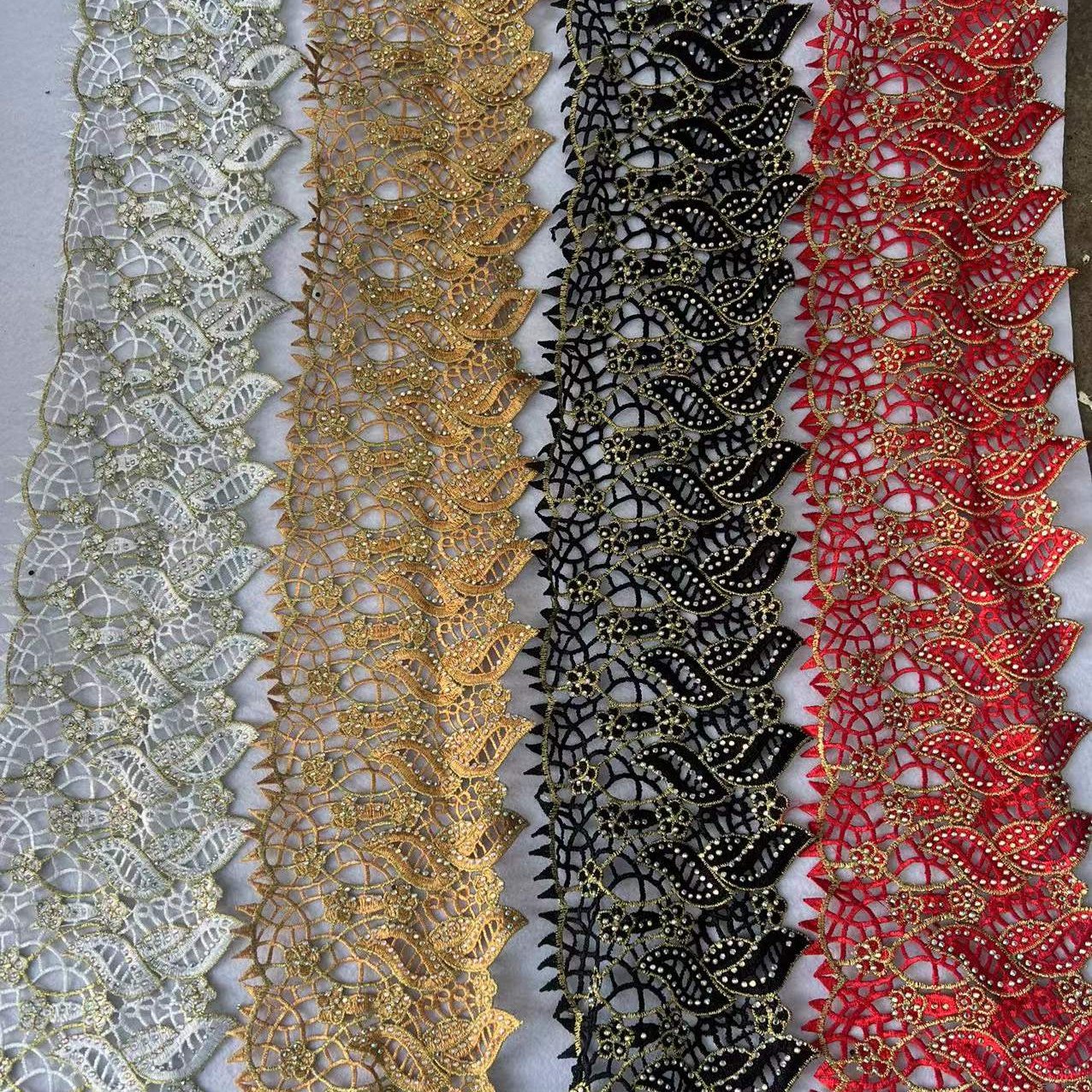 Wholesale Wide 13cm High Quantity Rhinestone Lace Trim For Wedding Dress Decoration