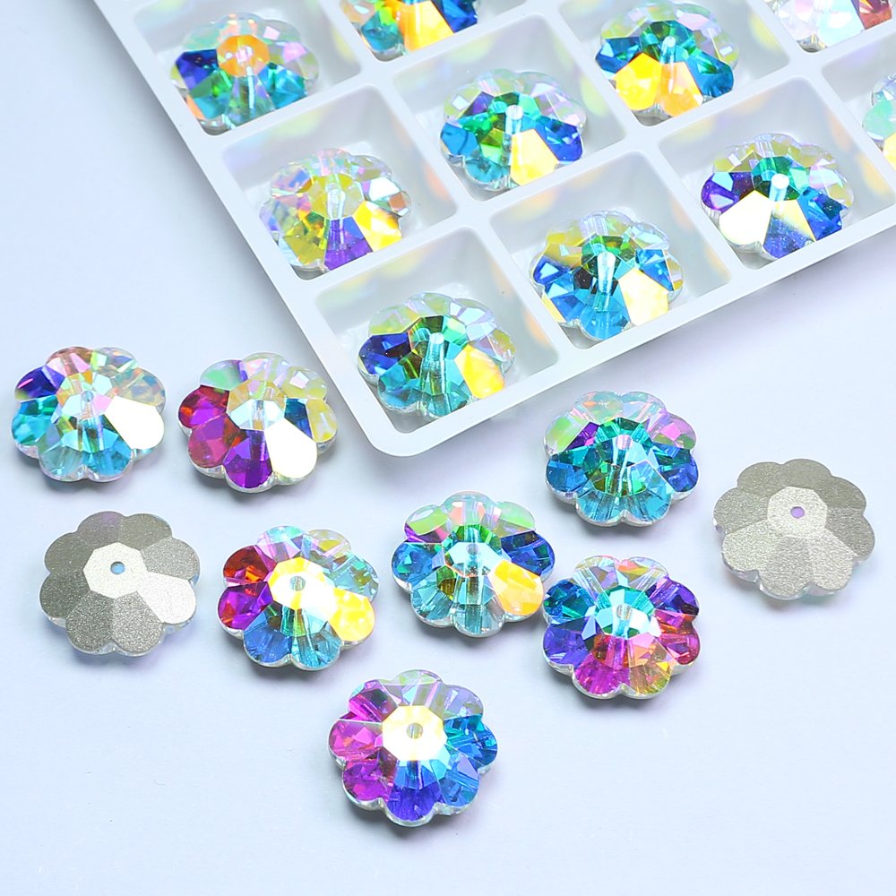 Dongzhou high quality flower Sew-On rhinestones wholesale lead-free crystal stone for clothes shoes diy sewing decoration