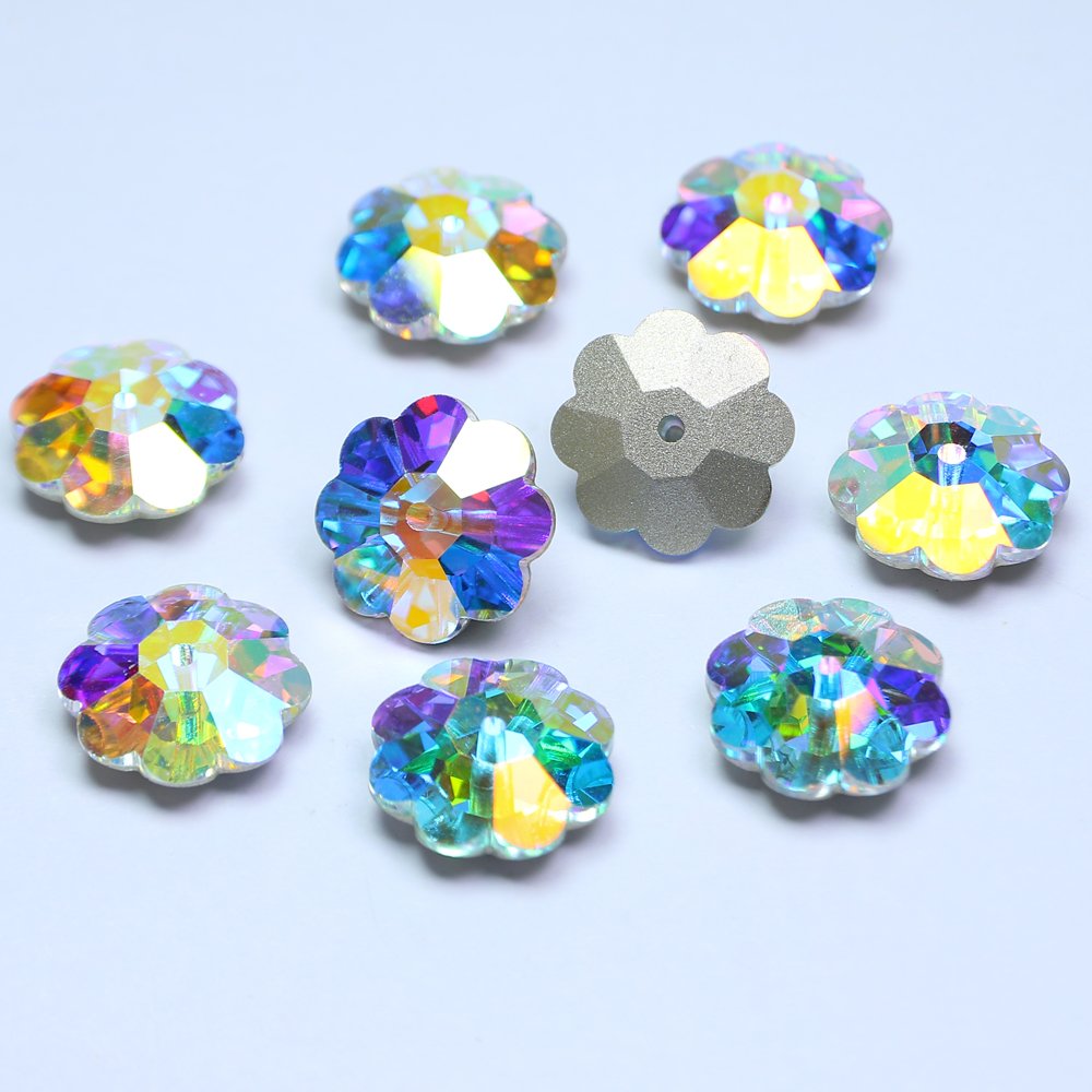 Dongzhou high quality flower Sew-On rhinestones wholesale lead-free crystal stone for clothes shoes diy sewing decoration
