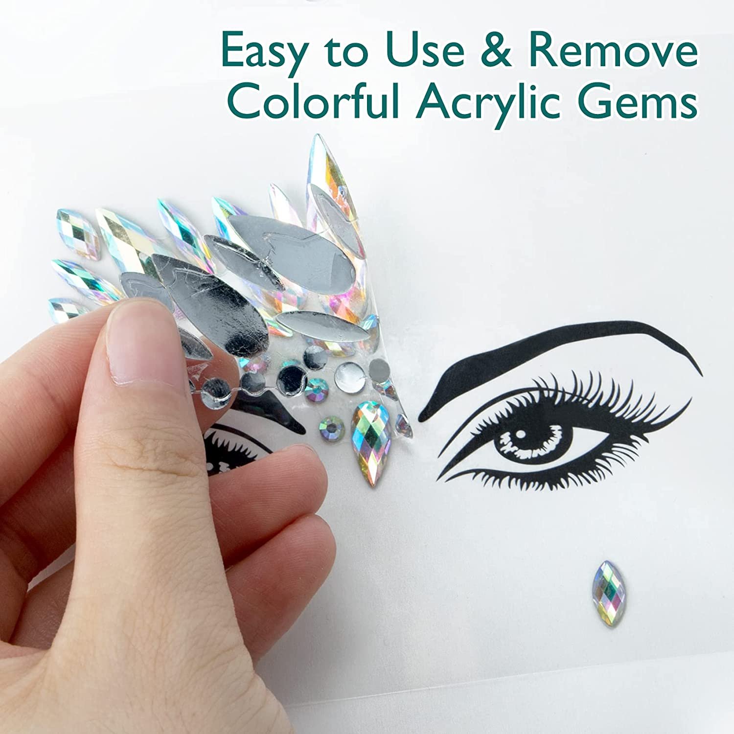 New Face Jewels Temporary Body Tattoo Sticker Rhinestone Stickers Face Masonry Body Art for Festival Birthday Party Decoration