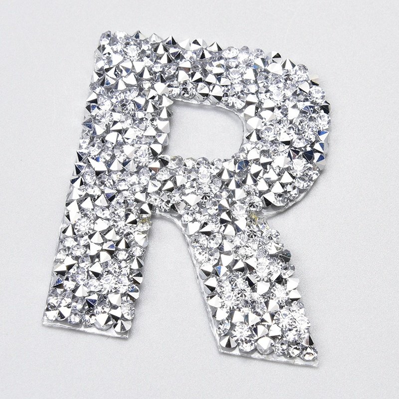 Hot Fix Resin Rhinestone Letter Motif English Alphabet Crystal Applique Iron on Patches for Garment Bags