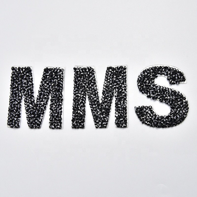 Hot Fix Resin Rhinestone Letter Motif English Alphabet Crystal Applique Iron on Patches for Garment Bags