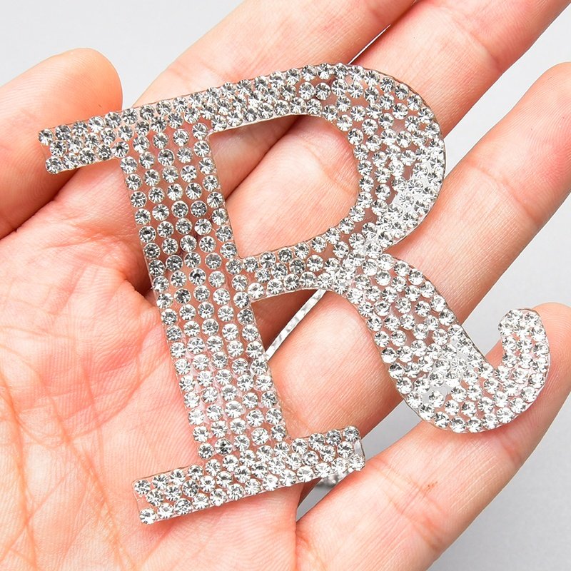 Hot Fix Resin Rhinestone Letter Motif English Alphabet Crystal Applique Iron on Patches for Garment Bags