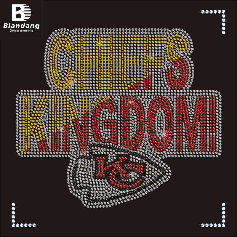 Kansas City Chiefs Skull Rhinestone Iron on Transfer Lip Hot Fix Designs NFL Team Logo Strass Motif