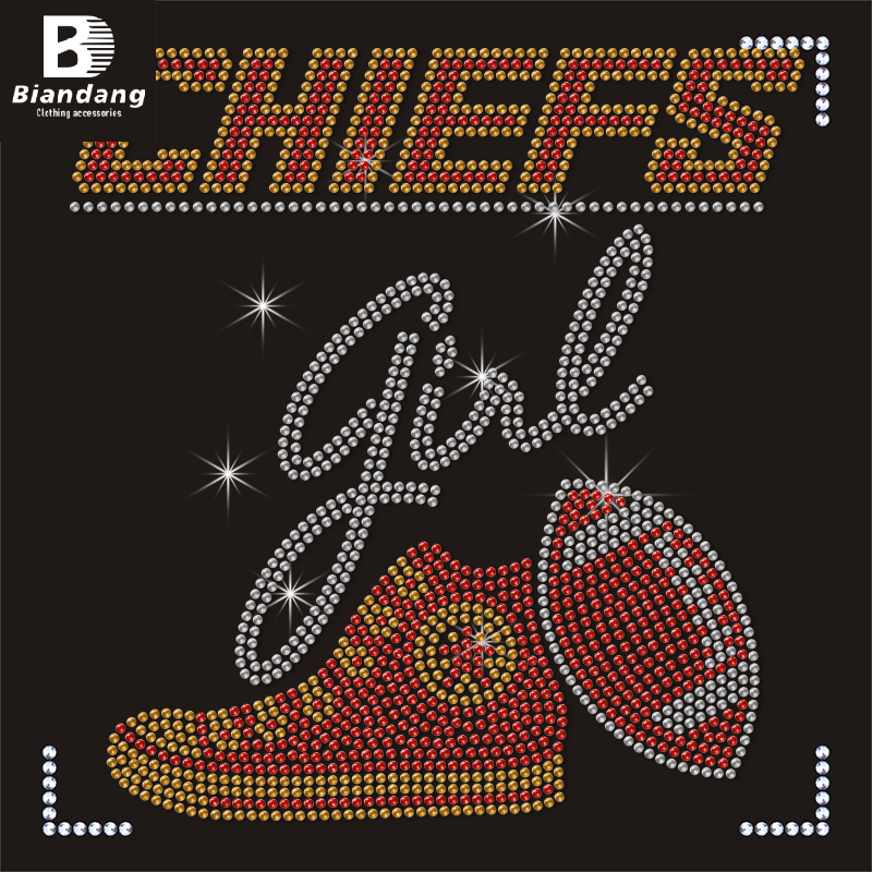 Kansas City Chiefs Skull Rhinestone Iron on Transfer Lip Hot Fix Designs NFL Team Logo Strass Motif