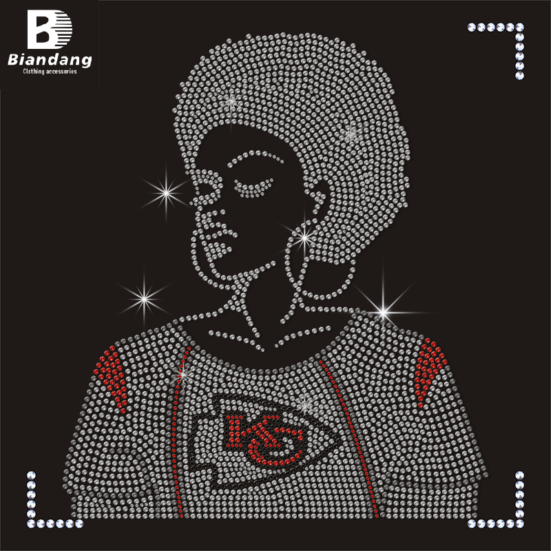 Kansas City Chiefs Skull Rhinestone Iron on Transfer Lip Hot Fix Designs NFL Team Logo Strass Motif