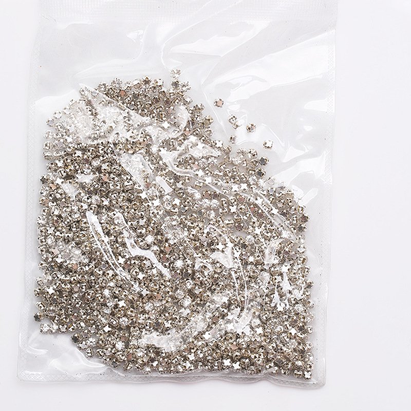 Rhinestone Garment Opp Bag Gold Sewing Stone Bottom Silver Bottom Flat Back Hand Sew on Glass Colors Round Glass for Diy Wedding