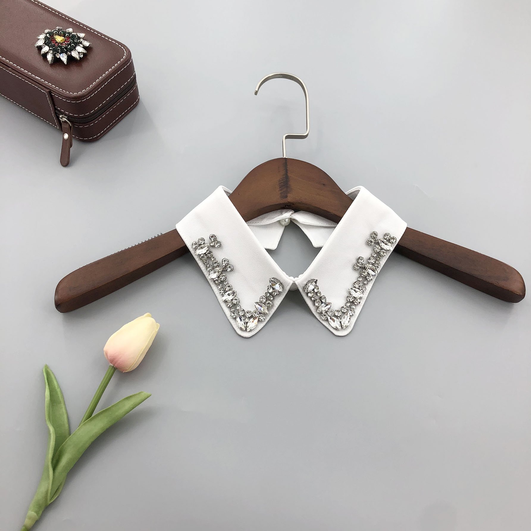 Wholesale Dickey Lace Fake Collar Women Neck Lace Rhinestone Collar Embroider