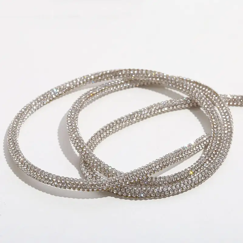 OEKO-TEX BSCI custom garment metal tip colorful 6 rows rhinestones cord for jewelry bags sandals