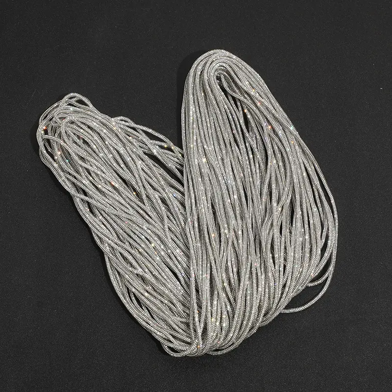 OEKO-TEX BSCI custom garment metal tip colorful 6 rows rhinestones cord for jewelry bags sandals