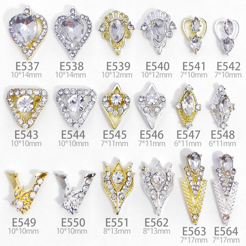 Wholesale Luxury Nail Art Charm Pink Heart Magic Wand Nail Rhinestones Alloy Crystal Finger Nail Jewelry Decorations