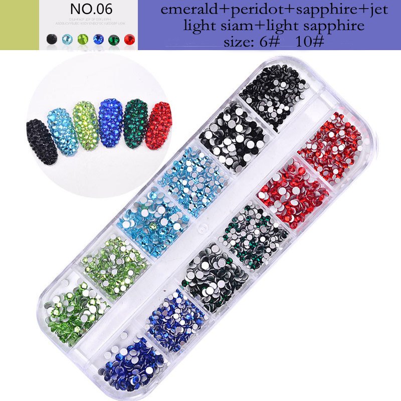 JIAXI Non Hotfix Flatback Glass Nail Art Crystal Mixed Size Rhinestones for Nail Art Decorations