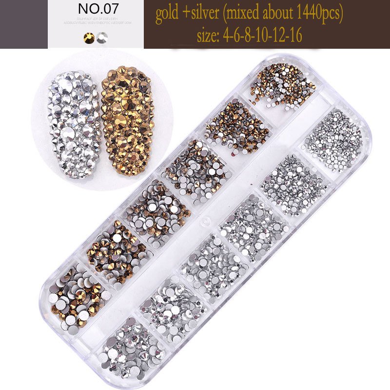 JIAXI Non Hotfix Flatback Glass Nail Art Crystal Mixed Size Rhinestones for Nail Art Decorations