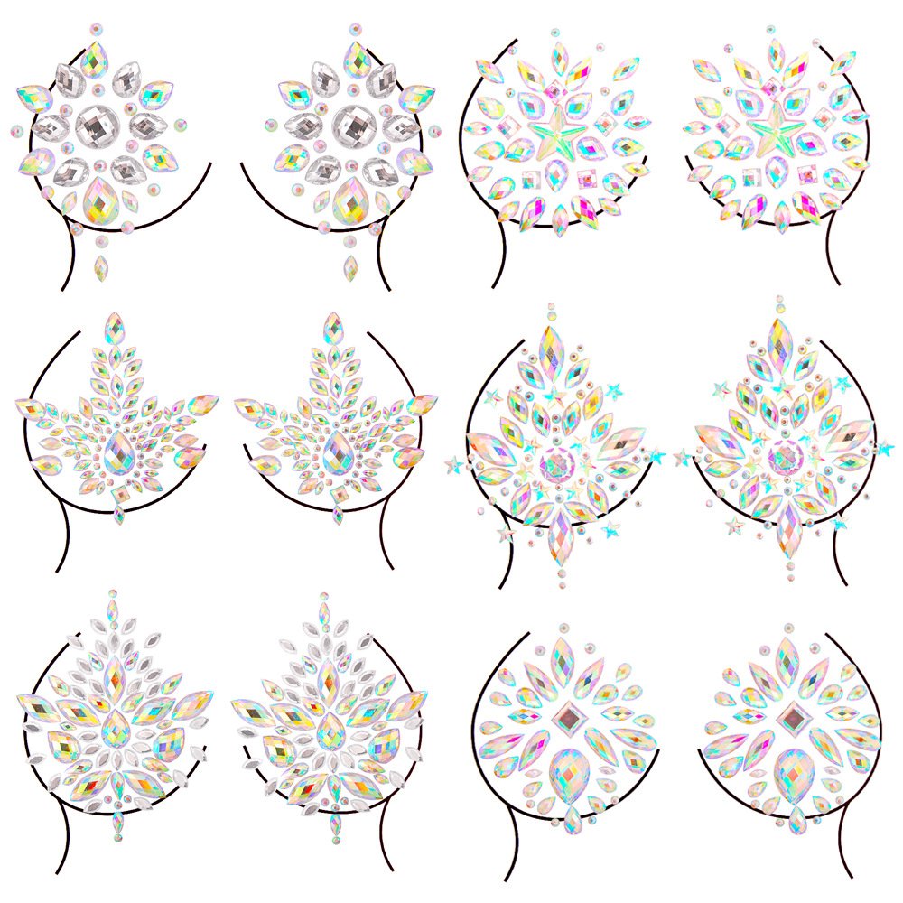Chinese Factory Hot Sale Glitter Rhinestone Bling Pasties Sequins Nipple Covers Diamonds Sexy Nipple Pasties