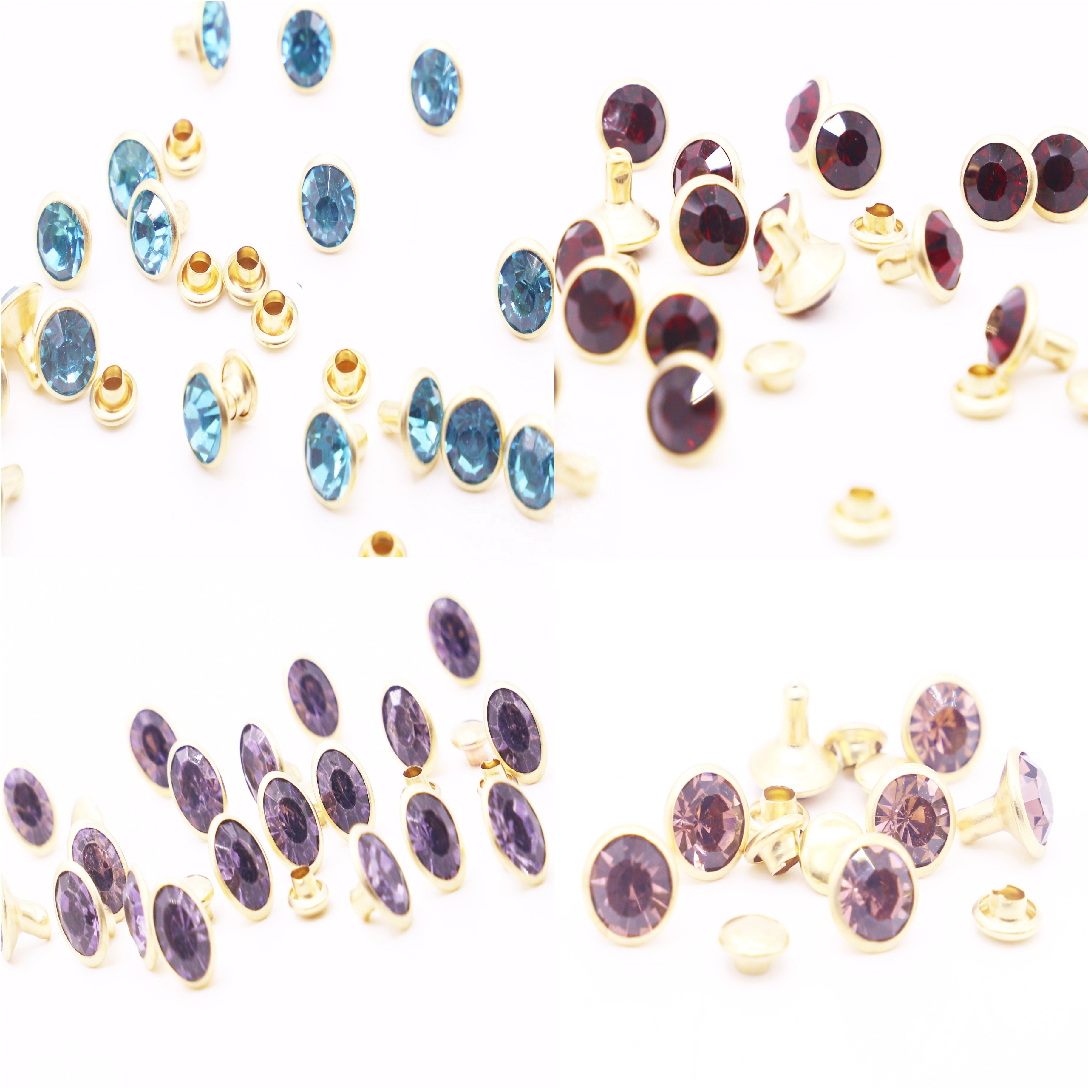 50pcs colorful crystal Rhinestones Rivet Crystal Diamond Leathercraft Rivet Spikes for Clothes rhinestone accessories