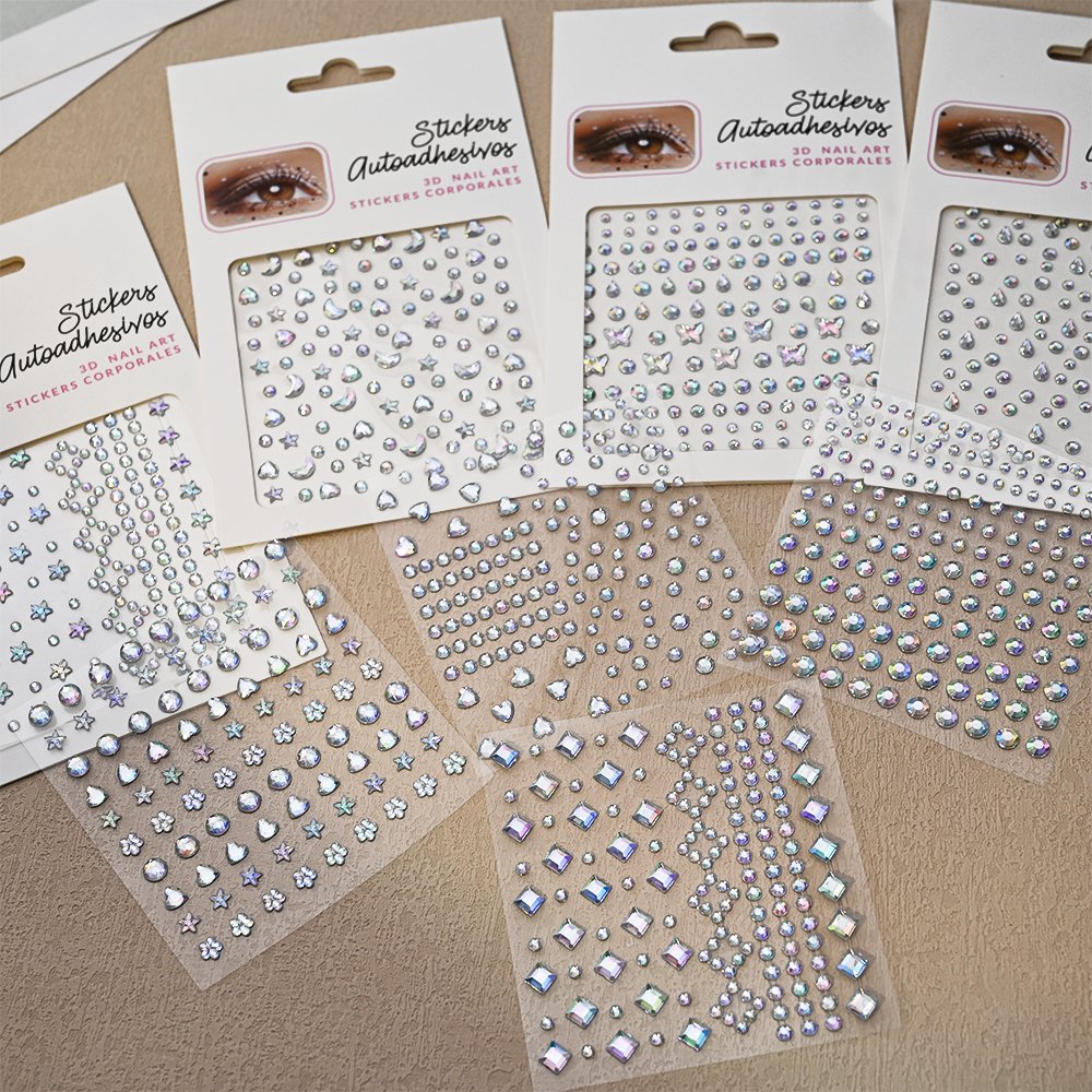 3D Eyes Face Makeup Temporary Tattoo Self Adhesive Beauty AB Color Jewels Stickers Festival Body Art Decorations Nail Diamond