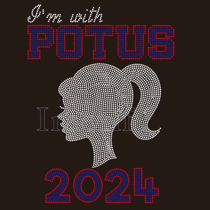 I AM With POTUS USA 2024 Hot Fix Design Iron On Custom Rhinestone Transfer Motif A