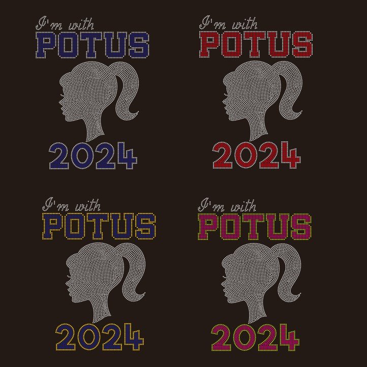 I AM With POTUS USA 2024 Hot Fix Design Iron On Custom Rhinestone Transfer Motif A