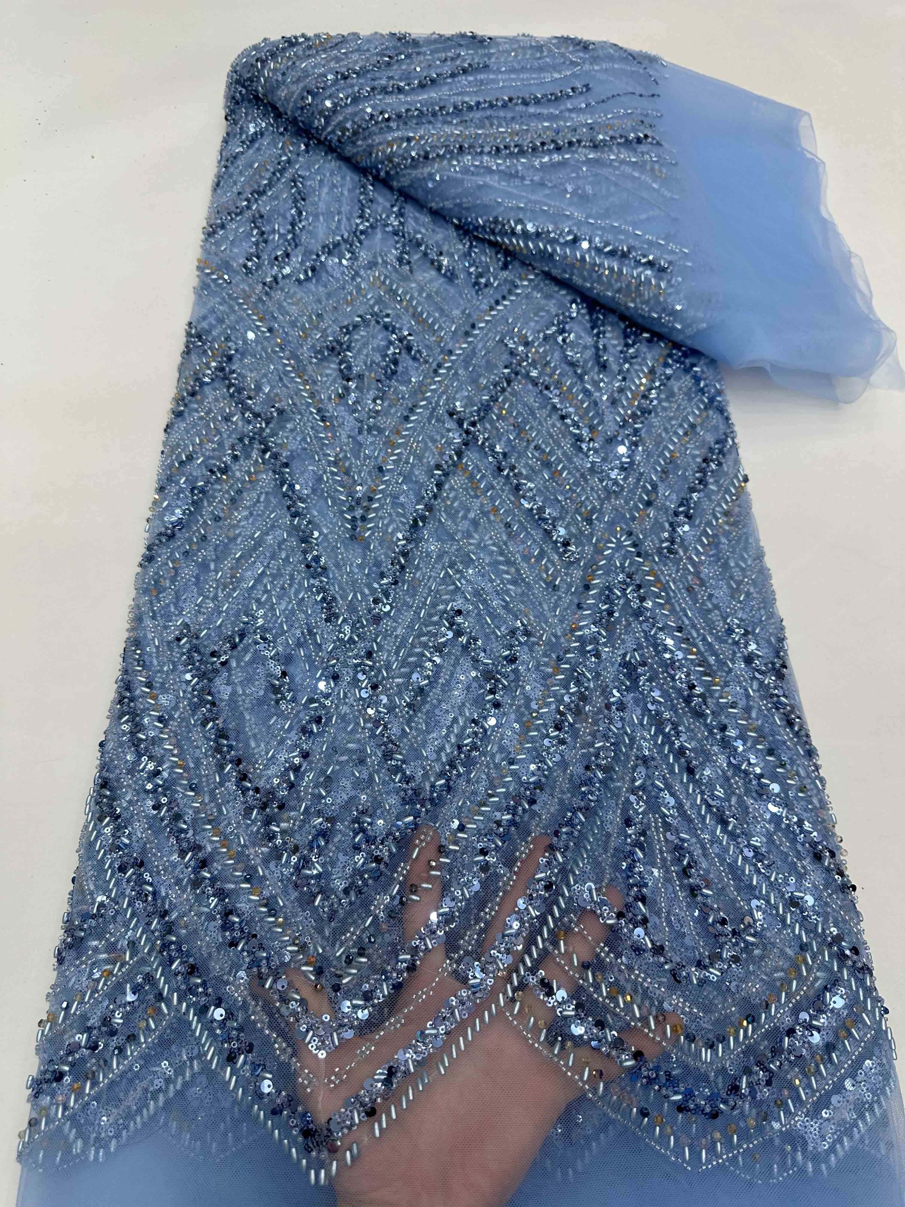 Istanbul rhinestones beaded lace fabric