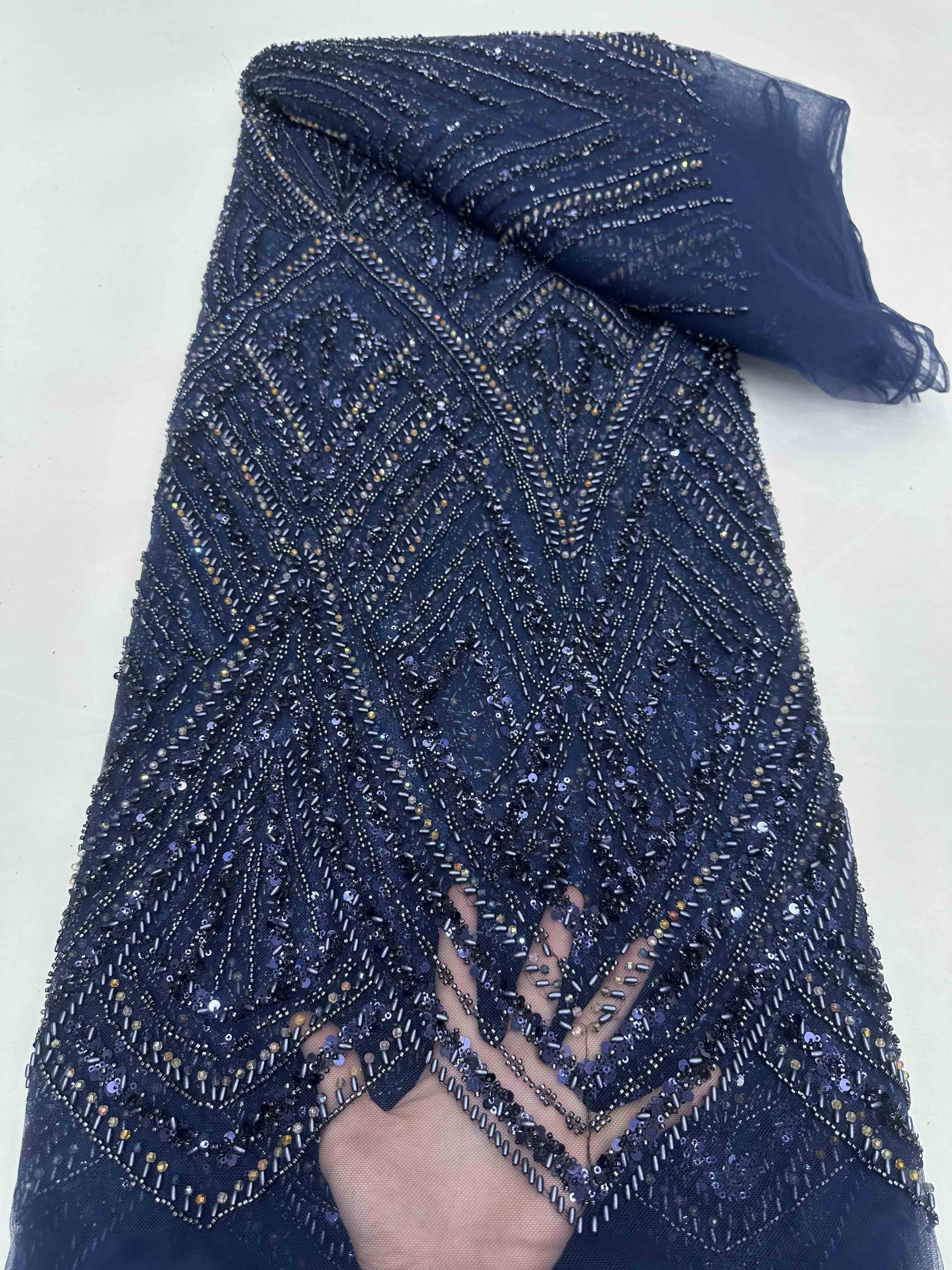 Istanbul rhinestones beaded lace fabric